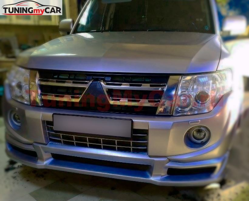 Накладка переднего бампера Mitsubishi Pajero 4 рестайлинг 2011-2015