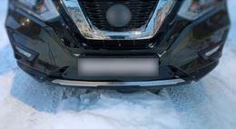 Зимняя заглушка решётки переднего бампера (БЕЗ ПАРКТРОНИКОВ) Nissan X-trail 2015-2016 (Т32)