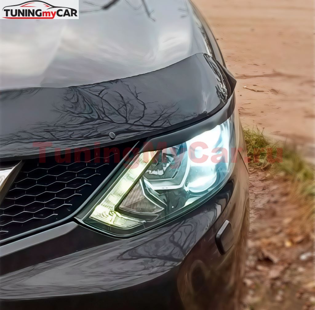 Накладки на фары (реснички) для Nissan Qashqai 2014-2018