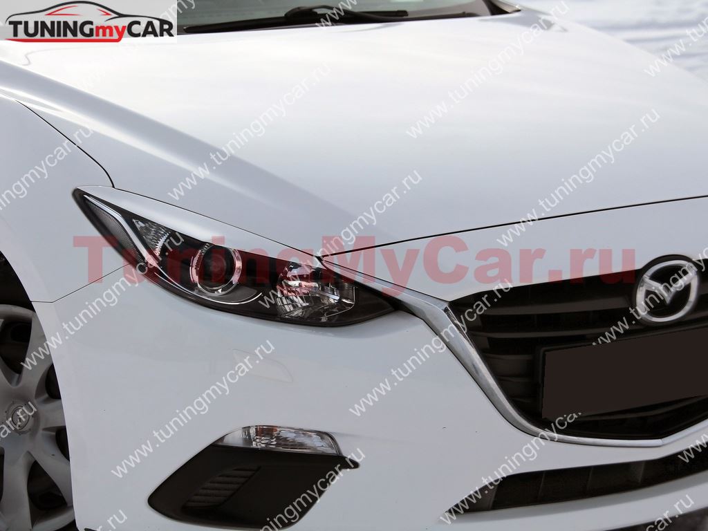 Реснички на фары для Mazda 3 2013-  (для стандартных фар)