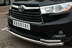 Защита переднего бампера D63 (секции) D42х2 (уголки) для Toyota Highlander 2014-