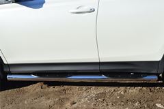 Защита порогов D76 с накладкой (вариант 3) для Toyota Rav4 2013-2015