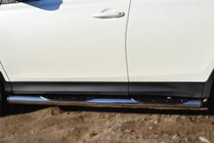 Защита порогов D76 с накладкой (вариант 2) для Toyota Rav4 2013-2015