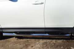 Защита порогов D76 с накладкой (вариант 1) для Toyota Rav4 2013-2015