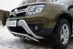 Защита переднего бампера D42 (волна)+D42 (зубы) для Renault Duster 2015-