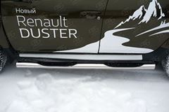 Пороги труба D76 с накладкой (вариант 3) для Renault Duster 2015-2020