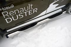 Пороги труба D76 с накладкой (вариант 2) для Renault Duster 2015-2020