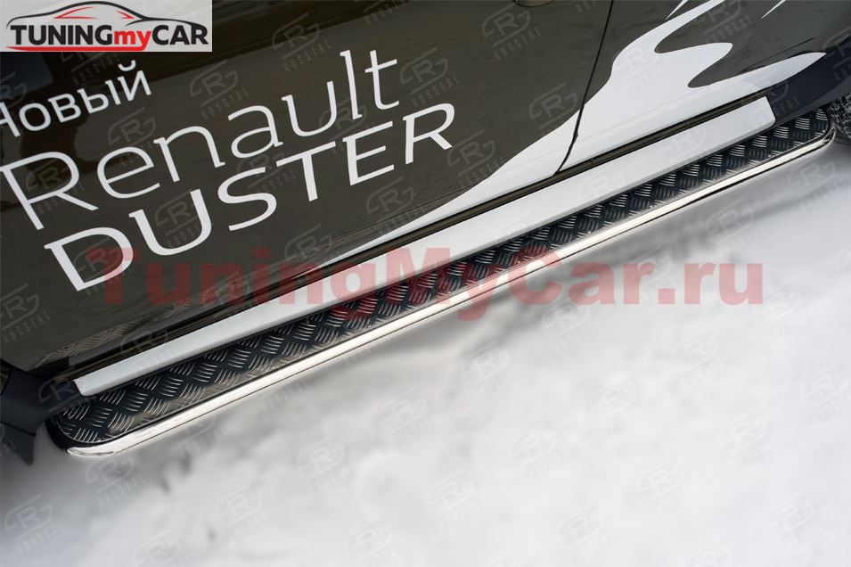 Пороги труба D42 с листом (вариант 2) для Renault Duster 2015-