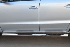 Пороги труба D76 с накладкой (вариант 3) для Volkswagen Amarok 2013-