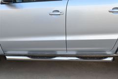 Пороги труба D76 с накладкой (вариант 1) для Volkswagen Amarok 2013-