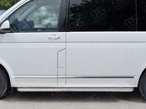 Пороги труба D42 правый С листом (Лист нерж, проф. нерж)(Вариант3) для Volkswagen Multivan Caravella Transporter T6 2016 (короткая база)