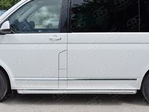 Пороги труба D42 правый С листом (Лист алюм, проф.сталь)(Вариант2) для Volkswagen Multivan Caravella Transporter T6 2016 (короткая база)