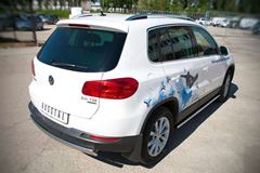 Пороги труба D75х42 овал с проступью для Volkswagen Tiguan Sport & Style (Trend & Fun) 2011-