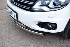 Защита переднего бампера D75х42/75X42 овал для Volkswagen Tiguan Track & Field (Track & Style) 2011-