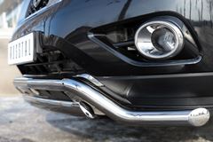 Защита переднего бампера D63 (волна) D75х42 (дуга) для Nissan Pathfinder 2014-