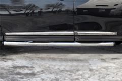 Пороги труба D76 с накладкой (вариант 2) для Nissan Pathfinder 2014-
