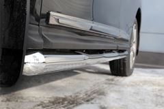 Пороги труба D76 с накладкой (вариант 1) для Nissan Pathfinder 2014-