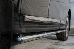 Пороги труба 120х60 овал с проступью для Nissan Pathfinder 2014-