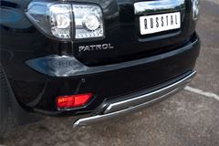 Защита заднего бампера D75х42/75х42 овалы для Nissan Patrol 2010-2013