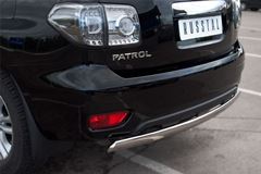 Защита заднего бампера D75х42 овал для Nissan Patrol 2010-2013