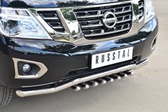 Защита переднего бампера D63 (волна)+D42 (зубы) для Nissan Patrol 2014-
