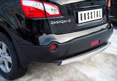 Защита заднего бампера D75х42 для Nissan Qashqai +2 2010-