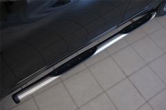 Пороги труба D76 с накладкой (вариант 2) для Nissan X-Trail 2015-