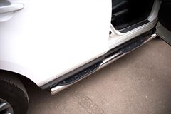 Пороги труба D76 с накладками (вариант 3) для Mazda CX-7 2010-2013