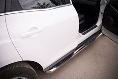 Пороги труба D76 с накладками (вариант 2) для Mazda CX-7 2010-2013