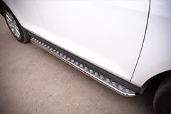 Пороги труба D42 с листом (Лист нерж, проф. нерж) (Вариант3) для Mazda CX-7 2010-2013