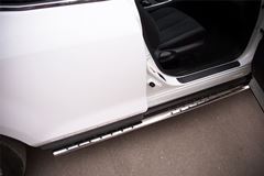 Пороги труба D75х42 овал с проступью для Mazda CX-7 2010-2013
