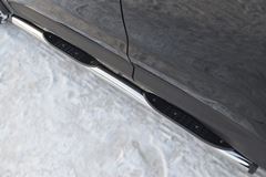 Пороги труба D76 с накладкой (вариант 2) для Hyundai Santa Fe 2012-2015