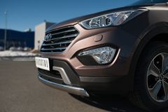 Защита переднего бампера D75х42 (дуга) для Hyundai Santa Fe Grand 2014-