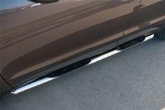 Пороги труба D76 с накладкой (вариант 3) для Hyundai Santa Fe Grand 2014-