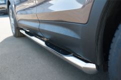 Пороги труба D76 с накладкой (вариант 1) для Hyundai Santa Fe Grand 2014-