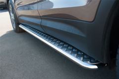 Пороги труба D42 с листом для Hyundai Santa Fe Grand 2014-