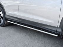 Пороги труба 75х42 овал с проступью для Honda CR-V 2015