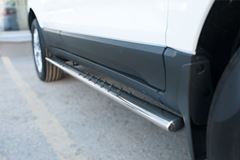 Пороги труба 75х42 овал с проступью для Ford Ecosport 2014-