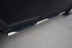 Пороги труба D76 с накладками (вариант 3) для Chevrolet Captiva 2011-2013