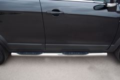 Пороги труба D76 с накладками (вариант 3) для Chevrolet Captiva 2011-2013