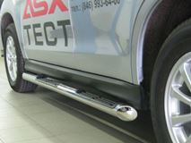 Пороги труба D76 с накладками (вариант 1) для Mitsubishi ASX 2010-2011