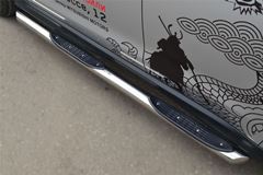 Пороги труба D76 с накладкой (вариант 1) для Mitsubishi ASX 2012-