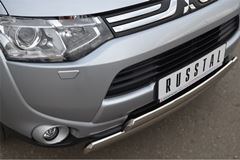 Защита переднего бампера D75х42/75х42 овалы(дуга) для Mitsubishi Outlander 2012-2014