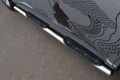 Пороги труба D76 с накладками (вариант 3) для Mitsubishi Outlander 2012-2014