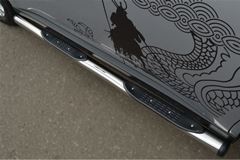 Пороги труба D76 с накладками (вариант 2) для Mitsubishi Outlander 2012-2014