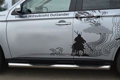 Пороги труба D76 с накладками (вариант 1) для Mitsubishi Outlander 2012-2014
