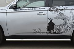 Пороги труба D63 (вариант 3) для Mitsubishi Outlander 2012-2014