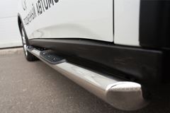 Пороги труба D76 с накладкой (вариант 1) для Mitsubishi Outlander 2014