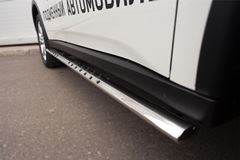 Пороги труба 75х42 овал с проступью для Mitsubishi Outlander 2014