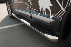 Пороги труба D76 с накладкой (вариант 1) для Mitsubishi Outlander 2015-